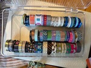 Large Assorted Washi Tape Collection in Clear Storage Case - Set of 40+ Rolls
